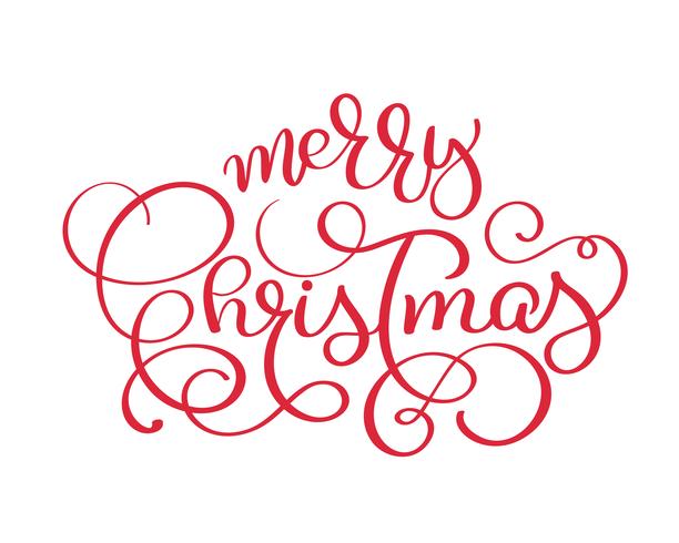 Merry Christmas rode vector vintage tekst. Kalligrafische belettering ontwerp kaartsjabloon. Creatieve typografie voor de Giftaffiche van de vakantiegroet. De stijlbanner van de kalligrafiedoopvont op witte achtergrond wordt geïsoleerd die