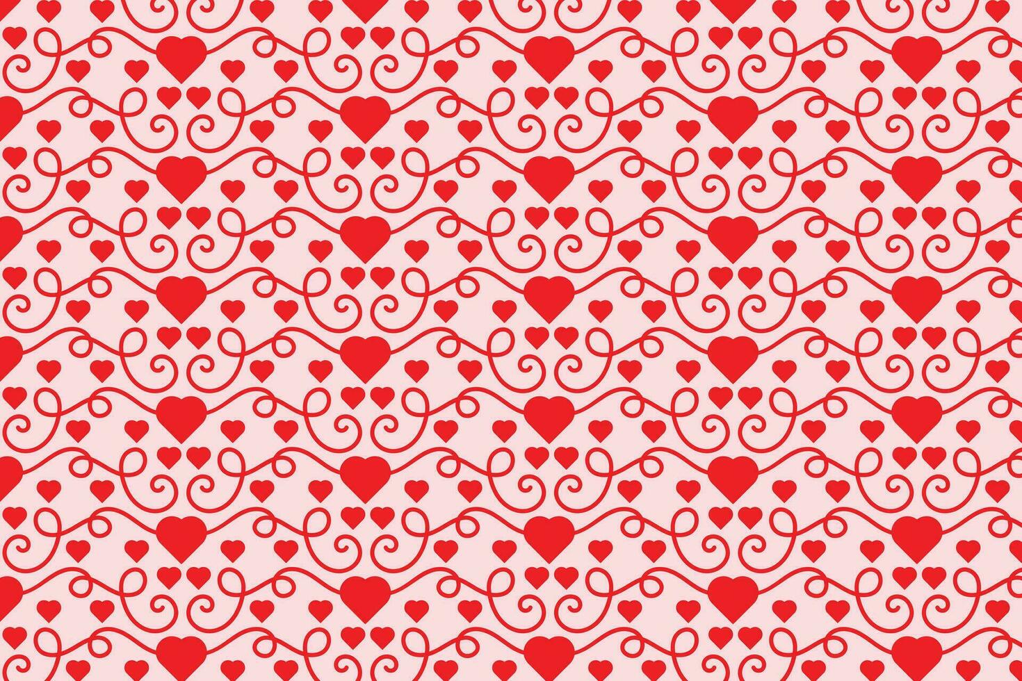 bloeit wervelende harten naadloos patroon, abstract harten wervelingen patroon, valentijnsdag dag elegant naadloos achtergrond, gekruld harten herhalen achtergrond, rood liefde romantisch structuur omhulsel papier vector