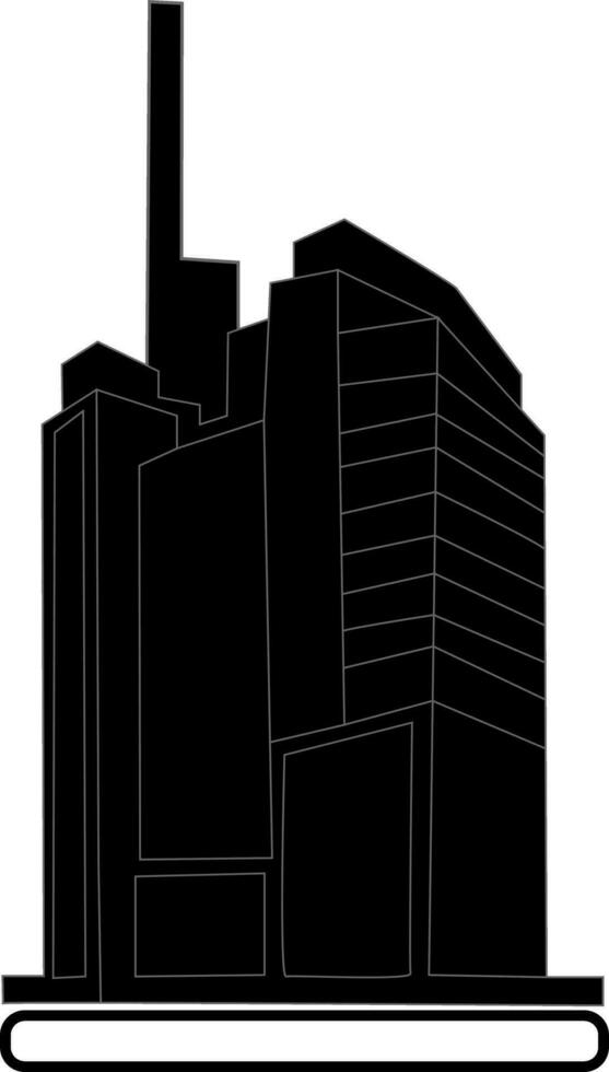 illustratie beeltenis een modern wolkenkrabber gebouw, presentatie van haar bouwkundig ontwerp en verticaal aanwezigheid in een grootstedelijk landschap vector