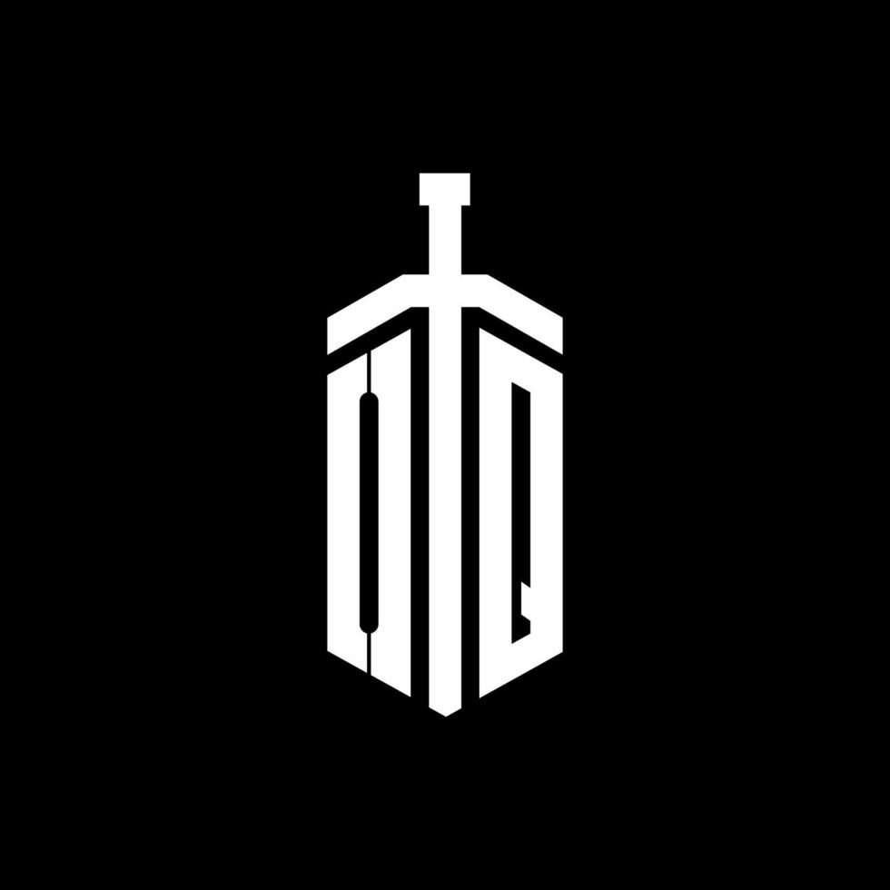 oq logo monogram met zwaard element lint ontwerpsjabloon vector