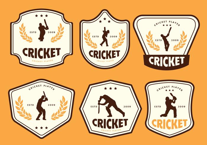 Cricket Speler Silhouet Label Vector Pack