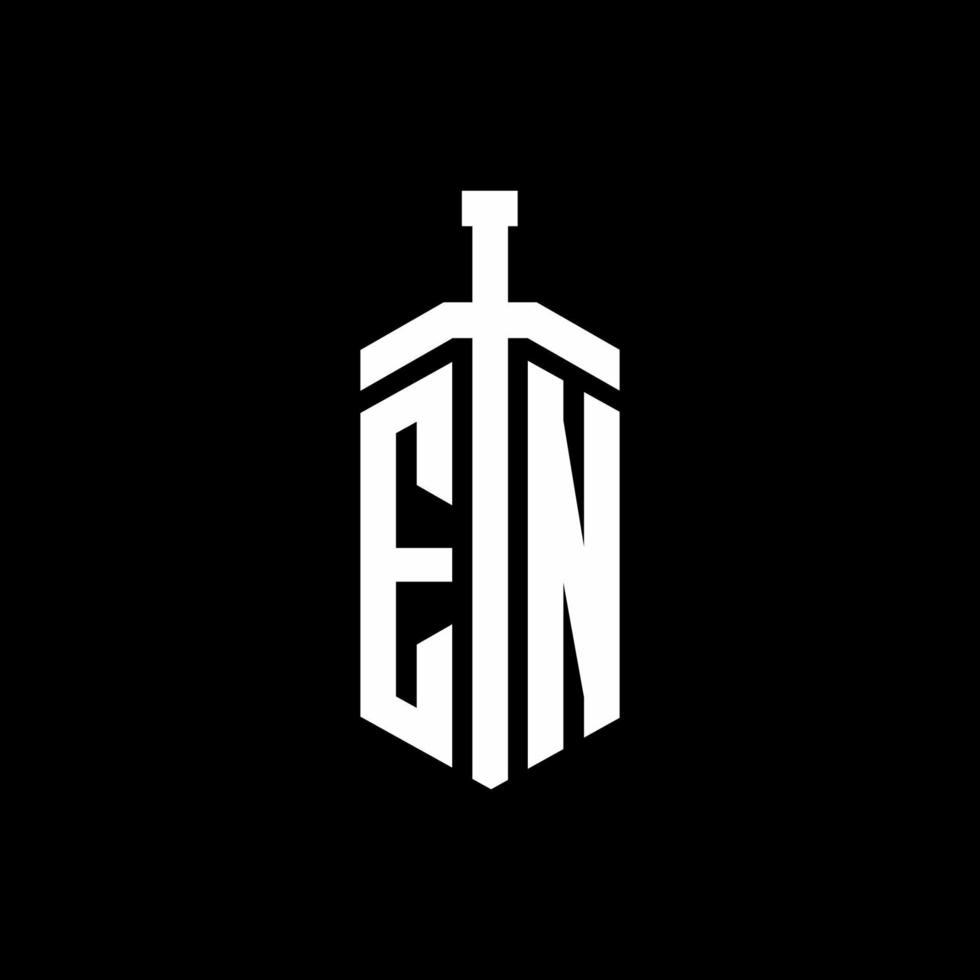 nl logo monogram met zwaard element lint ontwerpsjabloon vector