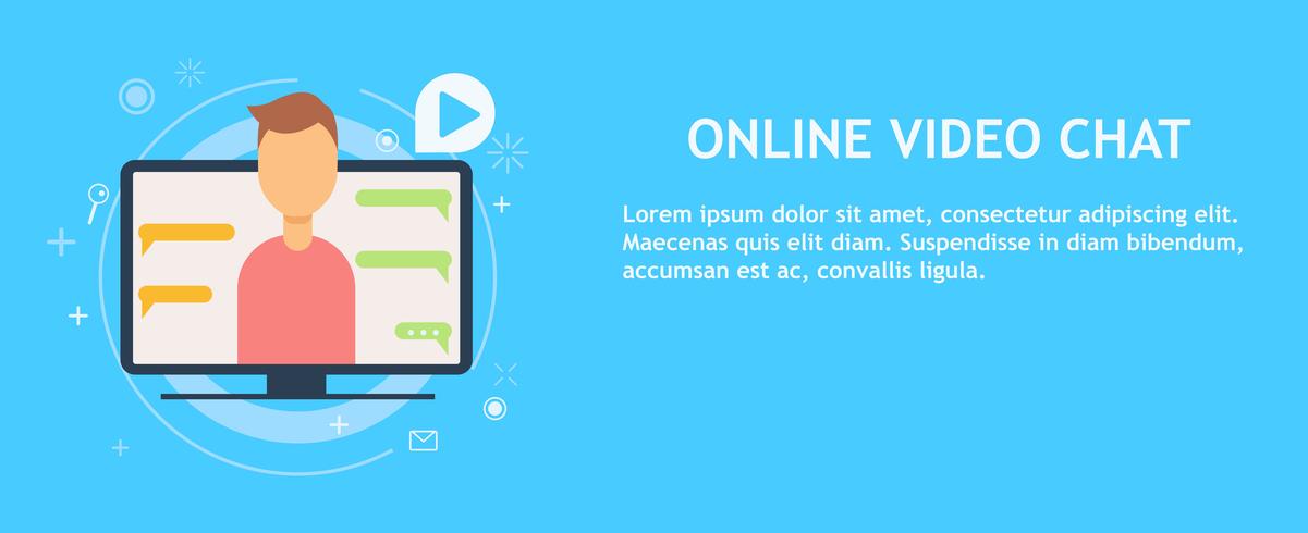 Online videochat met de mens. Vector platte banner