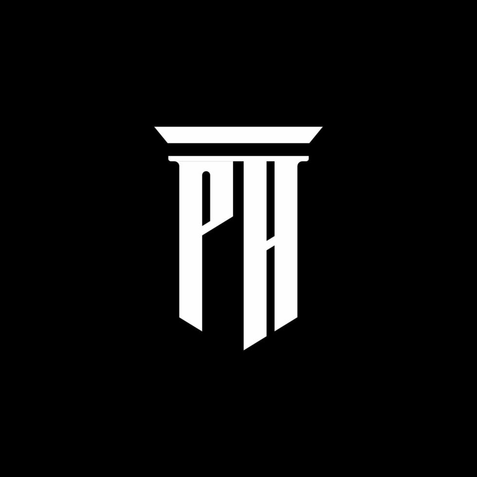 ph monogram logo met embleem stijl geïsoleerd op zwarte achtergrond vector