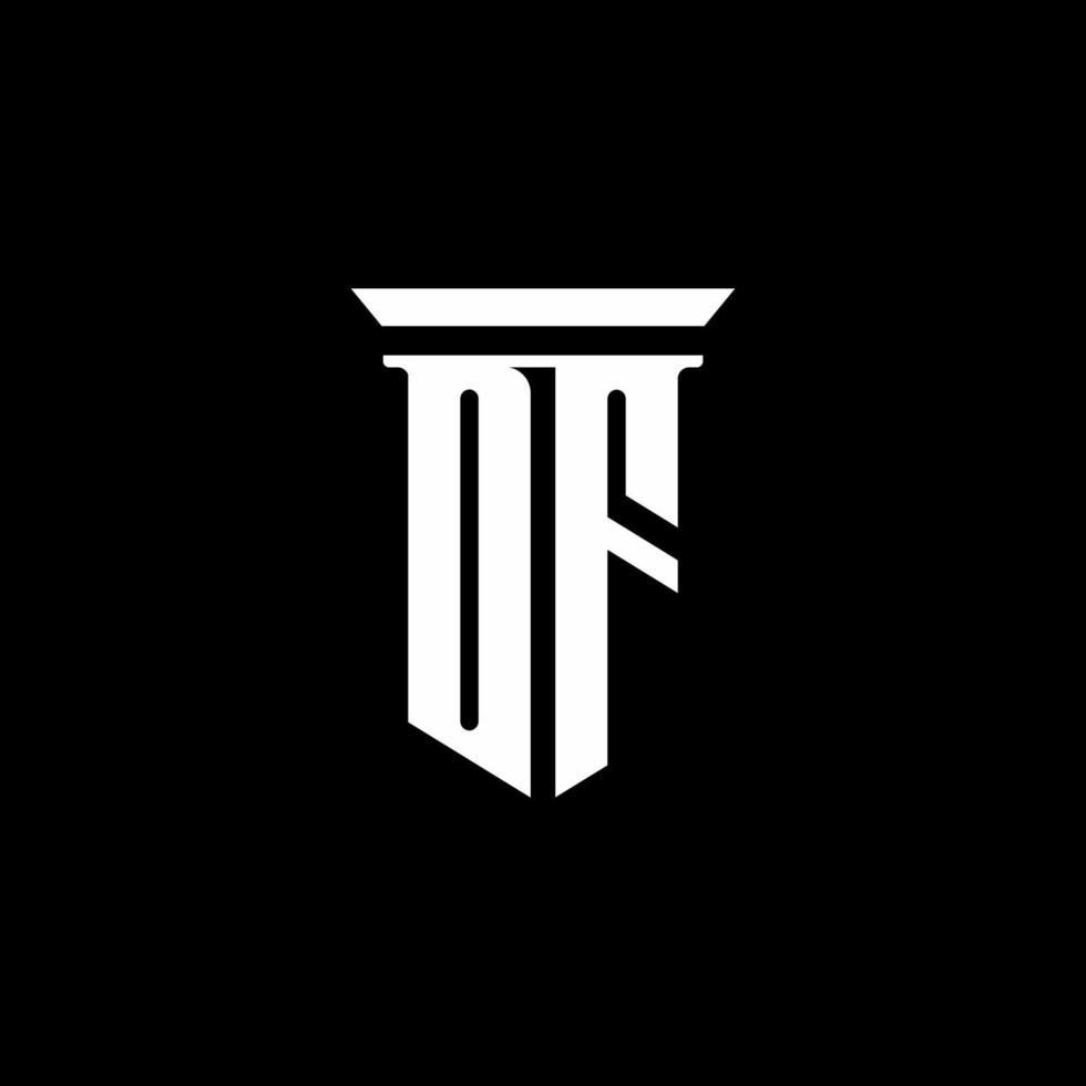 df monogram logo met embleem stijl geïsoleerd op zwarte achtergrond vector