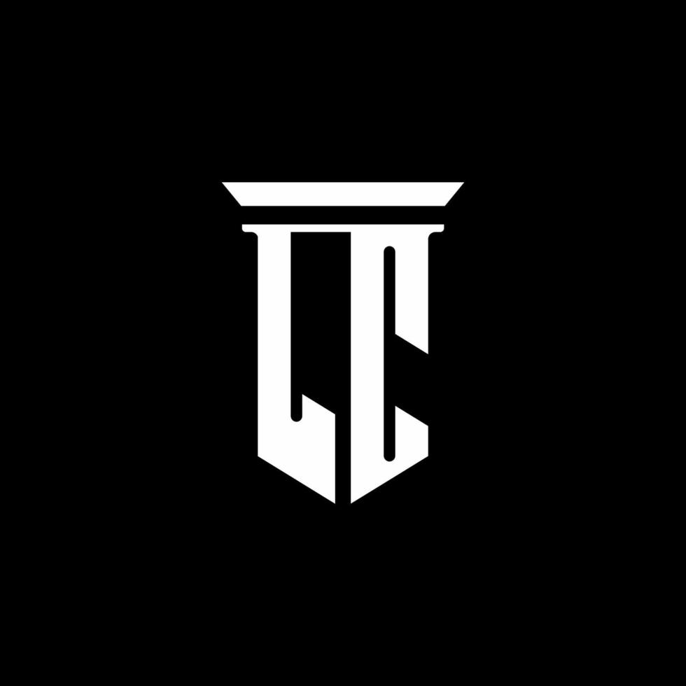 lc monogram logo met embleem stijl geïsoleerd op zwarte achtergrond vector