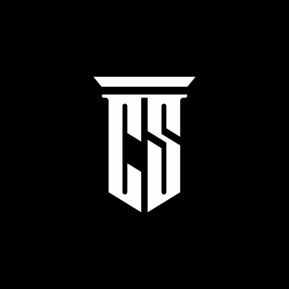 cs monogram logo met embleem stijl geïsoleerd op zwarte achtergrond vector