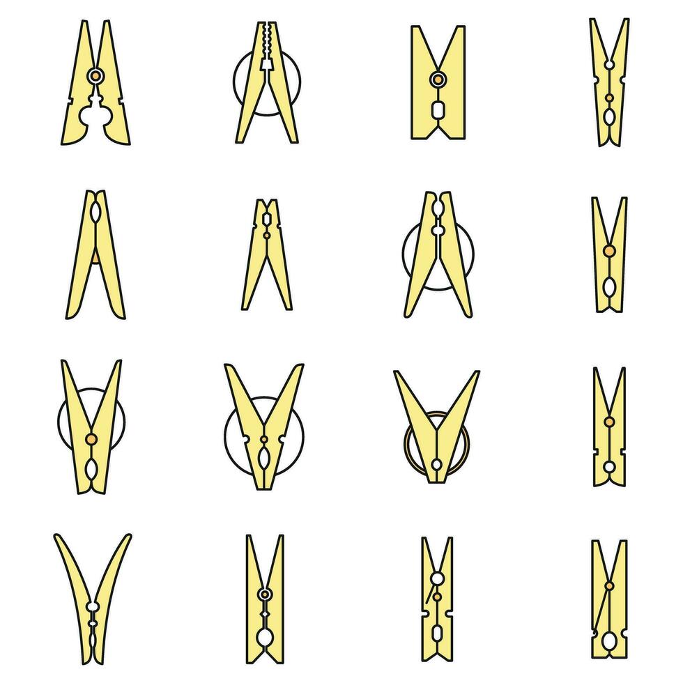 wasserij kleren pinnen pictogrammen reeks vector kleur