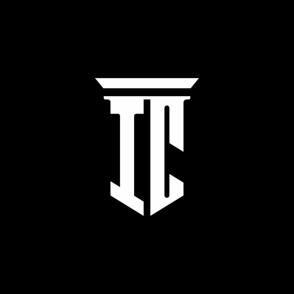 ic monogram logo met embleem stijl geïsoleerd op zwarte achtergrond vector