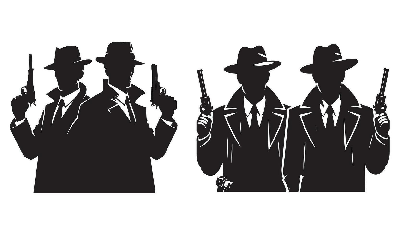 maffia silhouet vector detective silhouet vector geïsoleerd Aan wit achtergrond
