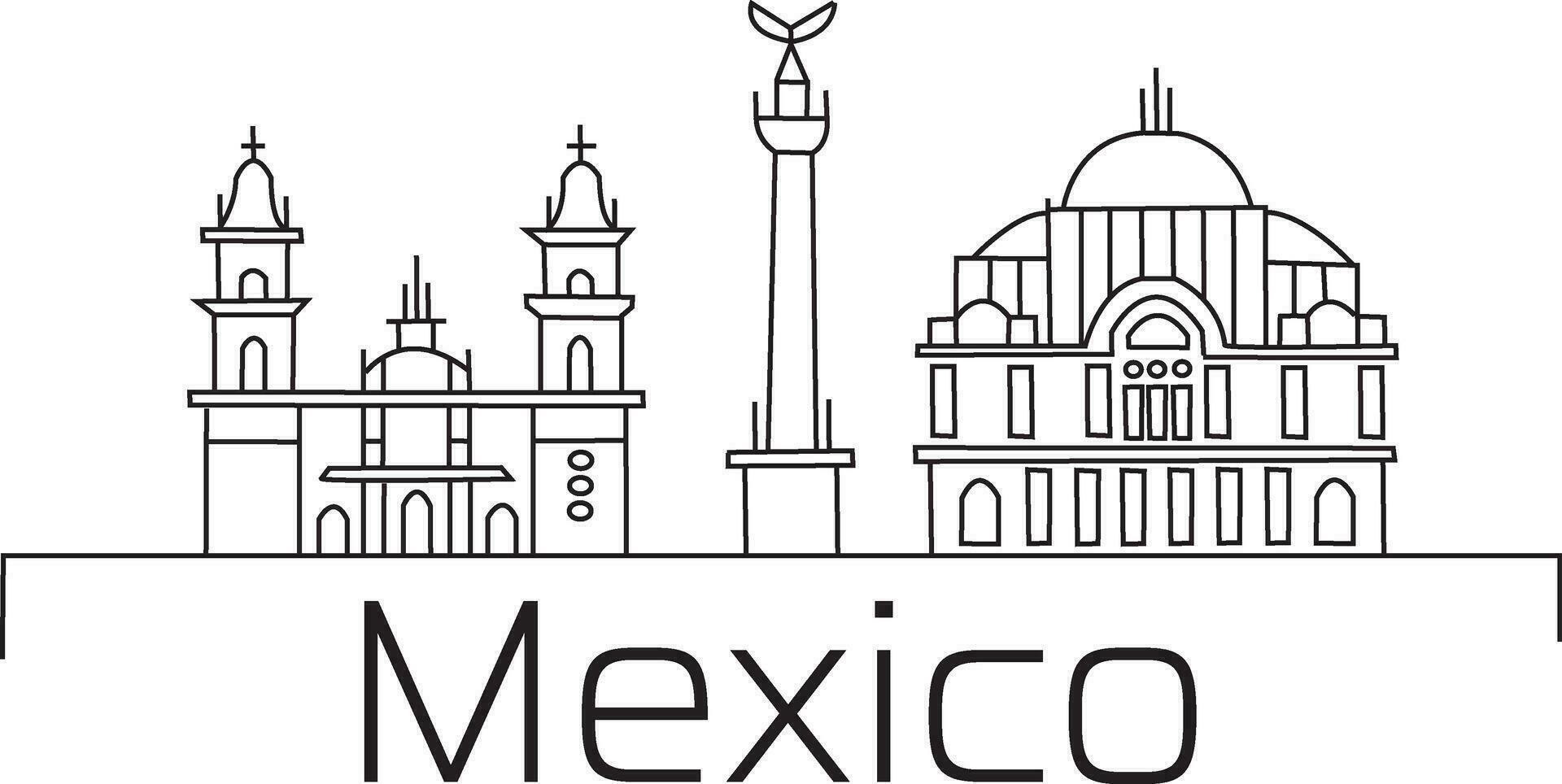 Mexico stad lijn trek vrij vector