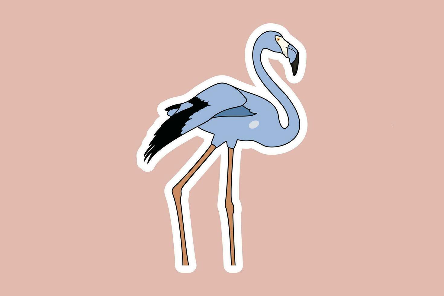 iconisch flamingo logo sticker ontwerp. eenzaam flamingo vogel icoon. exotisch vogel. geïsoleerd flamingo Aan blauw achtergrond. vector