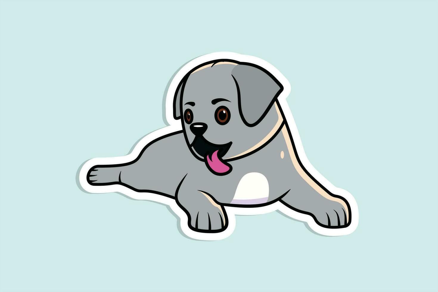 schattig hond zittend tekenfilm karakter sticker vector illustratie. dier natuur icoon concept. aanbiddelijk hond sticker stijl vector ontwerp met schaduw.