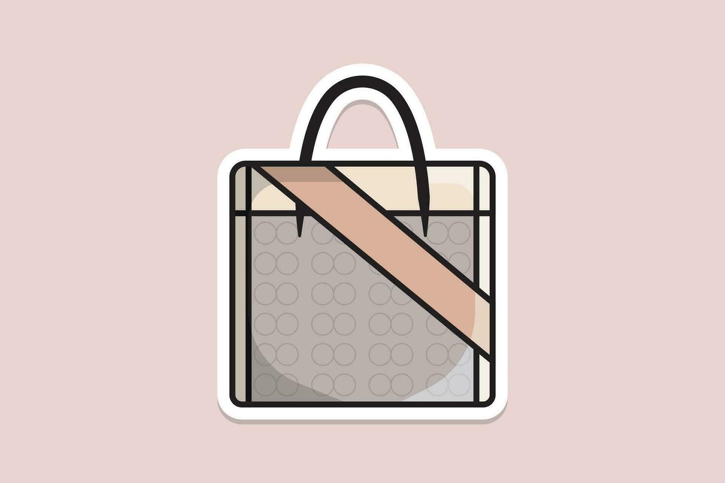 luxe Dames handtas of handtas sticker ontwerp vector illustratie. schoonheid mode voorwerpen icoon concept. Dames helder leer tas, vrouw mode accessoires sticker ontwerp logo icoon.