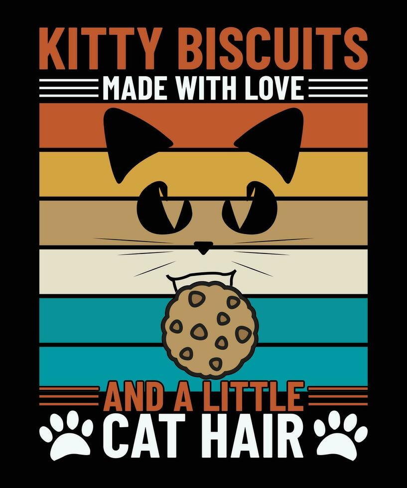 pot biscuits gemaakt met liefde en een weinig kat haar- t overhemd ontwerp vector