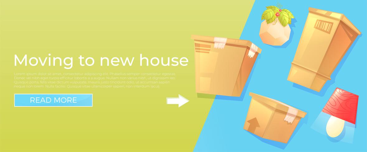 Klaar om te verhuizen naar nieuw huis banner concept vector
