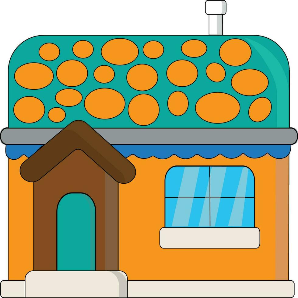 illustratie van schattig huis met schoorsteen vector