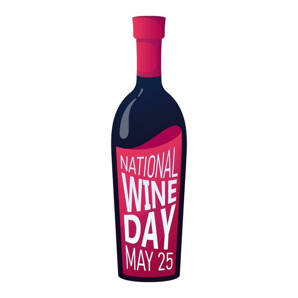 fles van wijn, nationaal wijn dag mei 25, geïsoleerd Aan wit vector