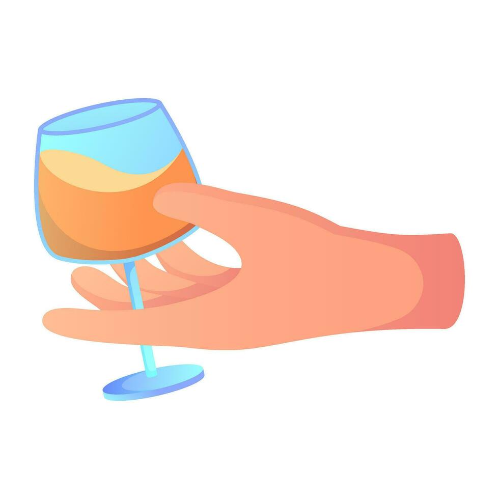 hand- met glas van Champagne geïsoleerd Aan wit vector