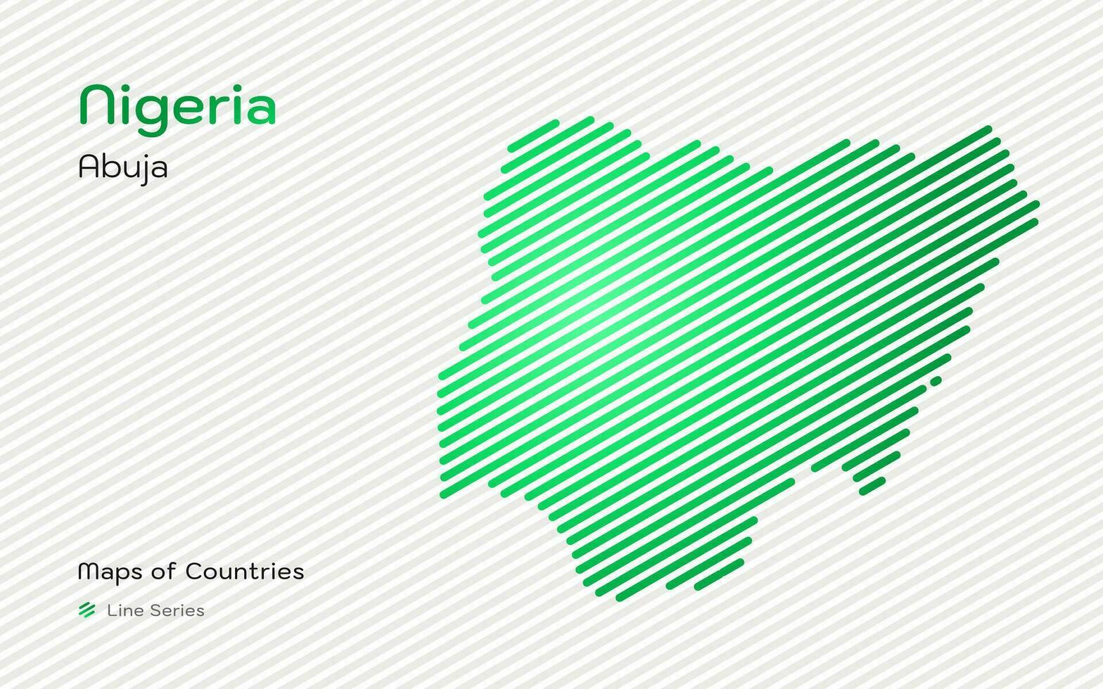 Nigeria kaart met een hoofdstad van abuja getoond in een lijn patroon. gestileerde gemakkelijk vector kaart