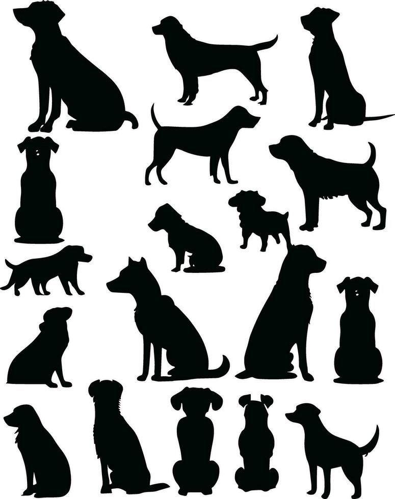 vector, geïsoleerd zwart silhouet van een hond, collectie vector