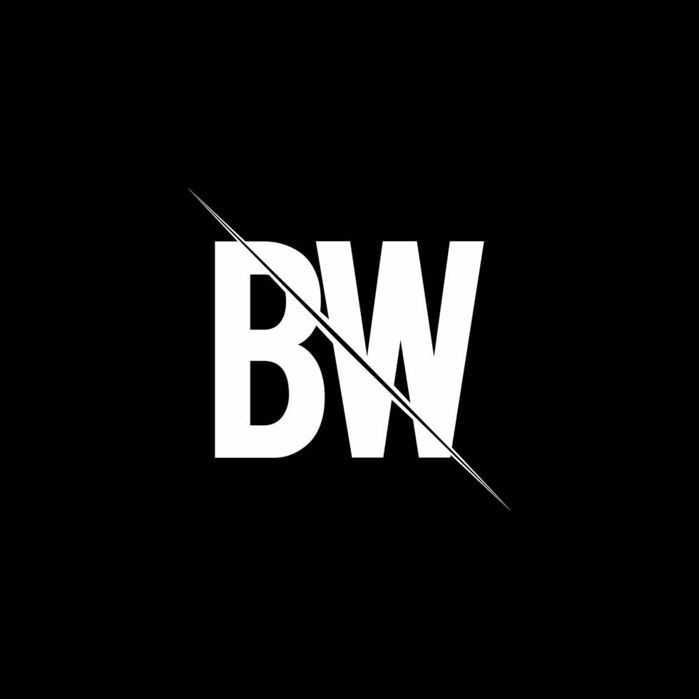 bw logo monogram met slash-stijl ontwerpsjabloon vector