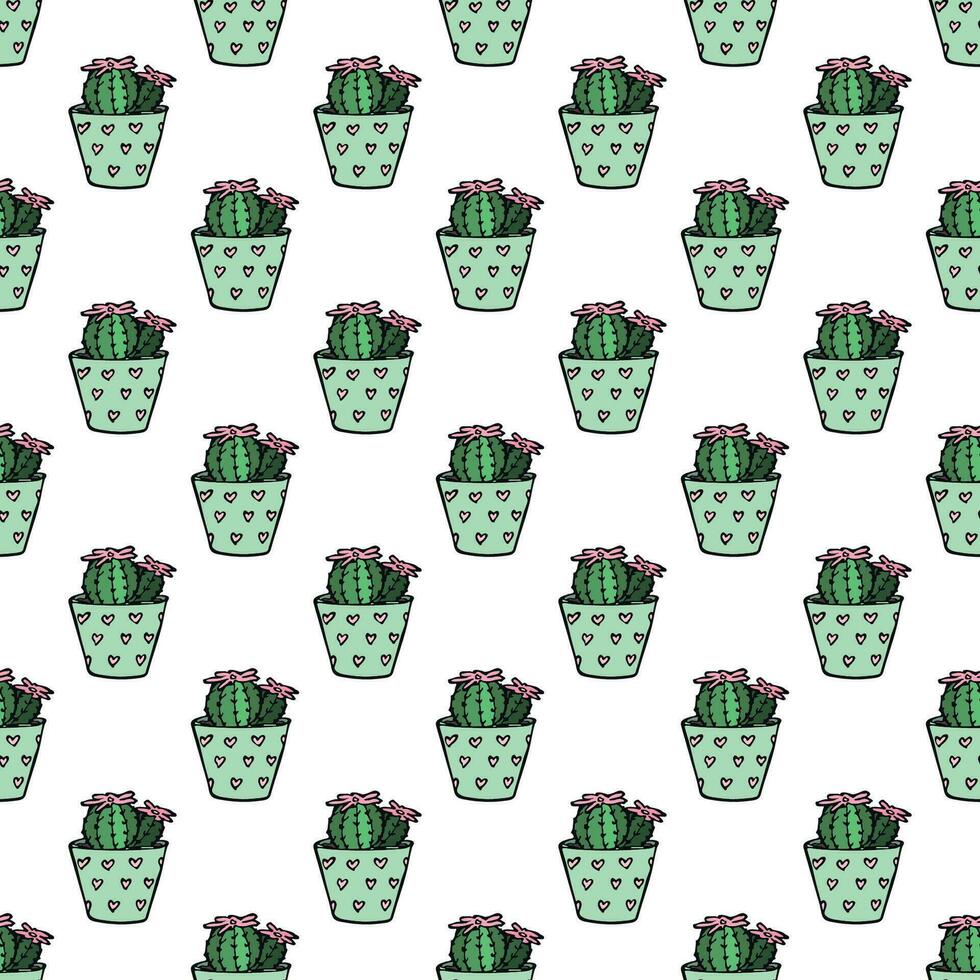 naadloos patroon met cactus tekening voor decoratief afdrukken, omhulsel papier, groet kaarten en kleding stof vector