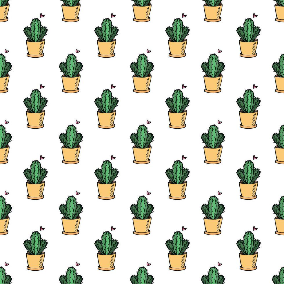 naadloos patroon met cactus tekening voor decoratief afdrukken, omhulsel papier, groet kaarten en kleding stof vector