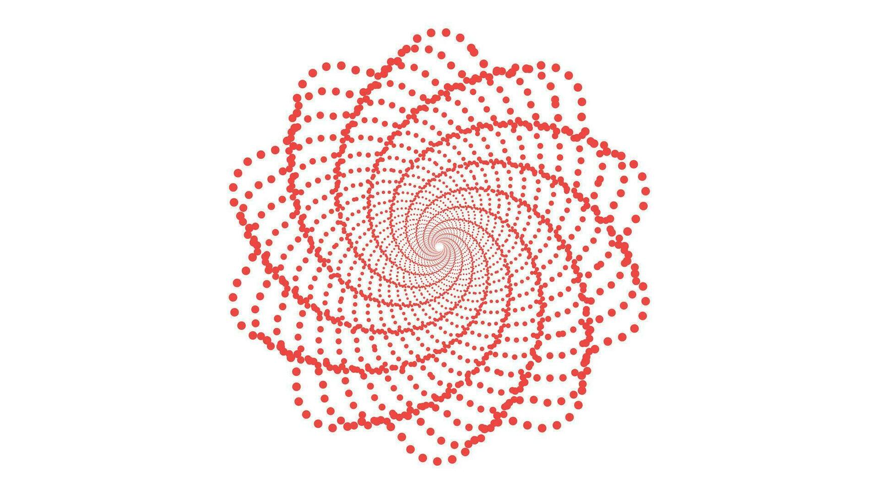 abstract spiraal stippel spinnen rood en wit draaikolk stijl bloem achtergrond. vector