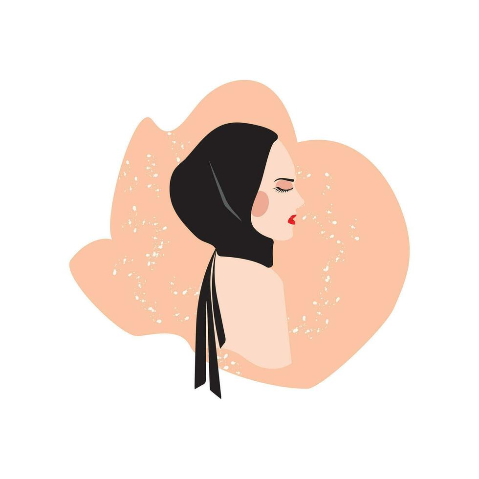 mooi jong vrouw gezicht met Gesloten ogen vector portret. profiel van een vrouw illustratie. mode vrouw. avatar voor sociaal media. helder vector illustratie in vlak stijl.