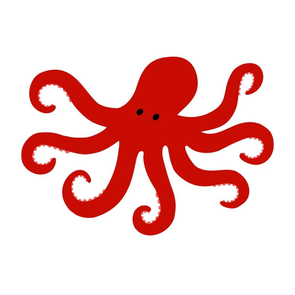 rood Octopus icoon geïsoleerd vector illustratie. hand- getrokken klem kunst Aan wit achtergrond,