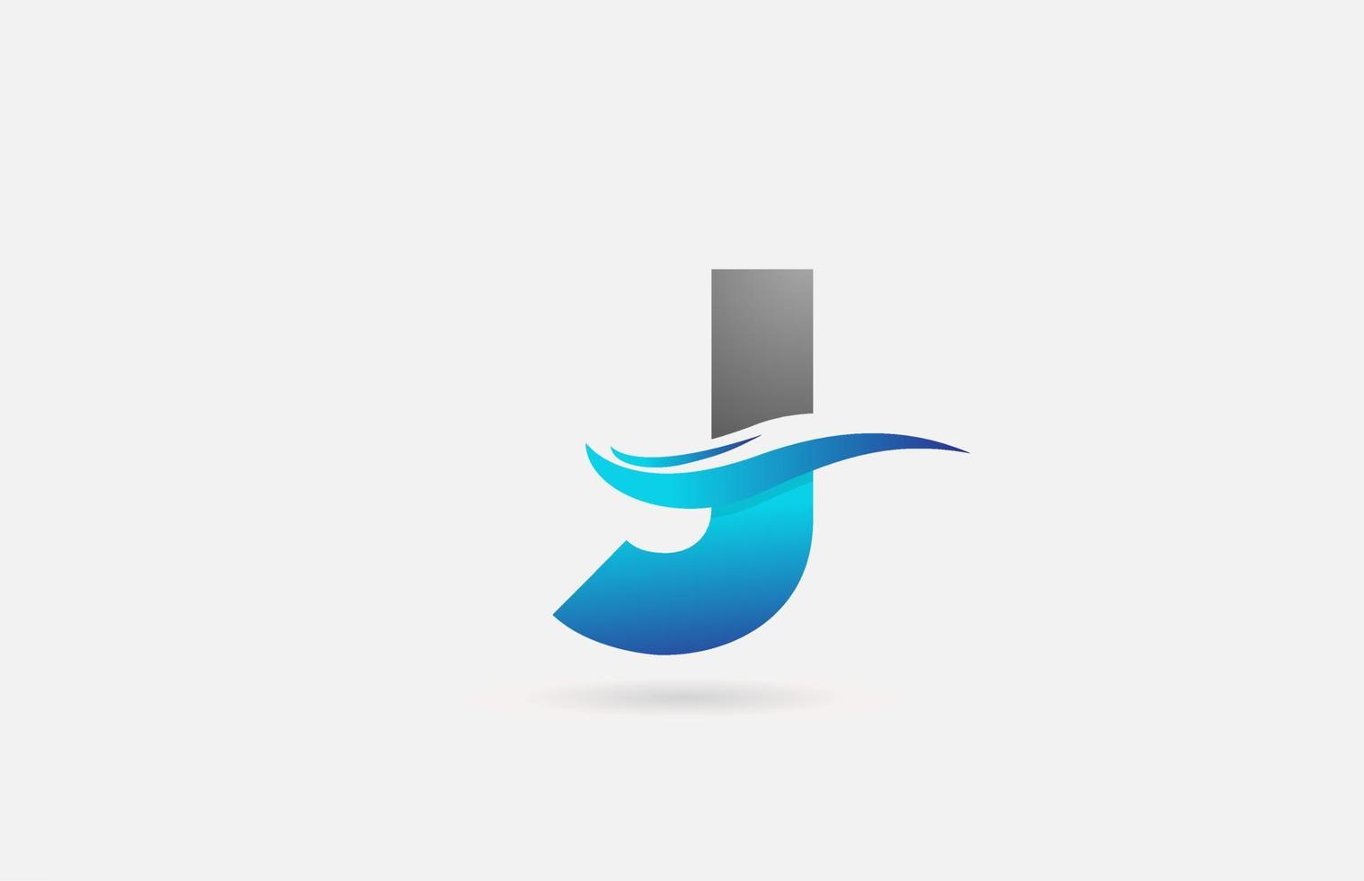 blauw grijs j alfabet letterpictogram logo voor zaken en bedrijf met swoosh design vector