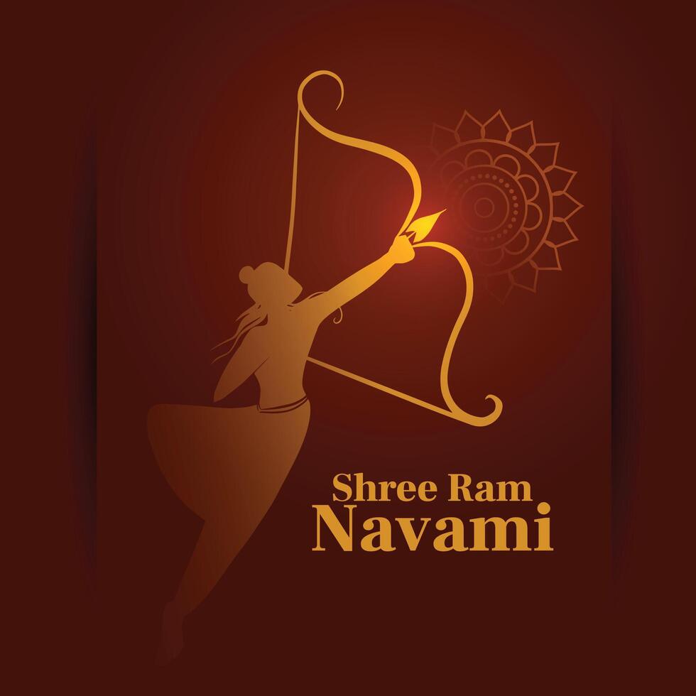 RAM navami groet kaart met boog en pijl vector