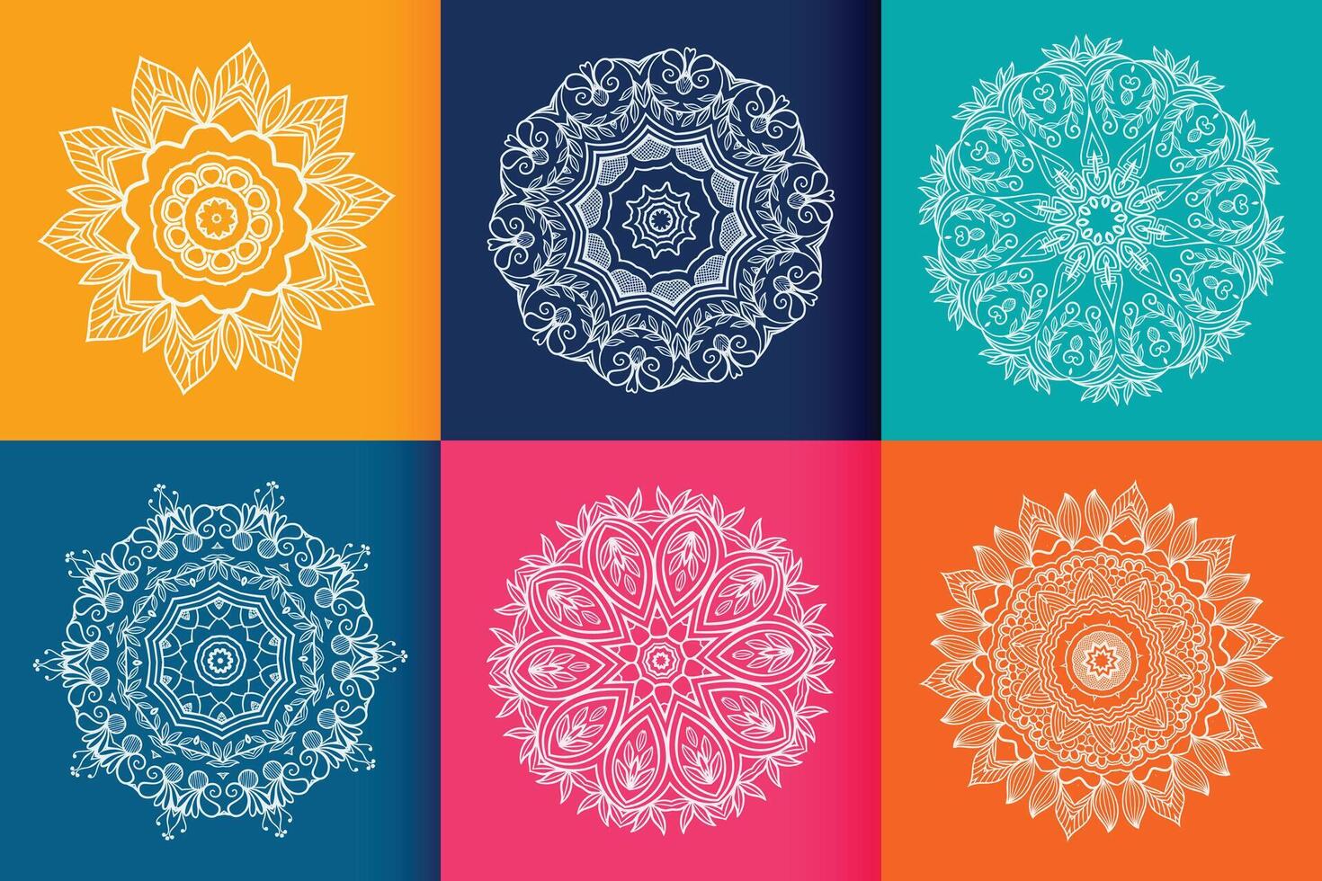 zes etnisch mandala patronen reeks vector