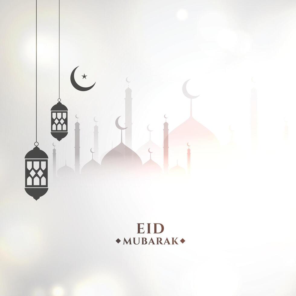 eid mubarak religieuze witte achtergrond vector