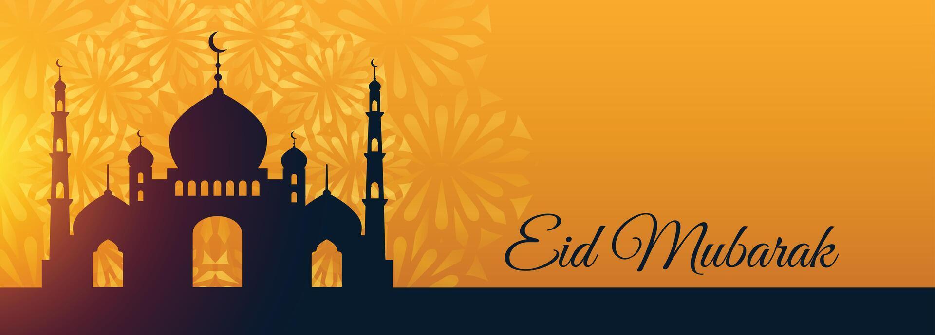 eid mubarak festival moskee mooi wensen banier vector