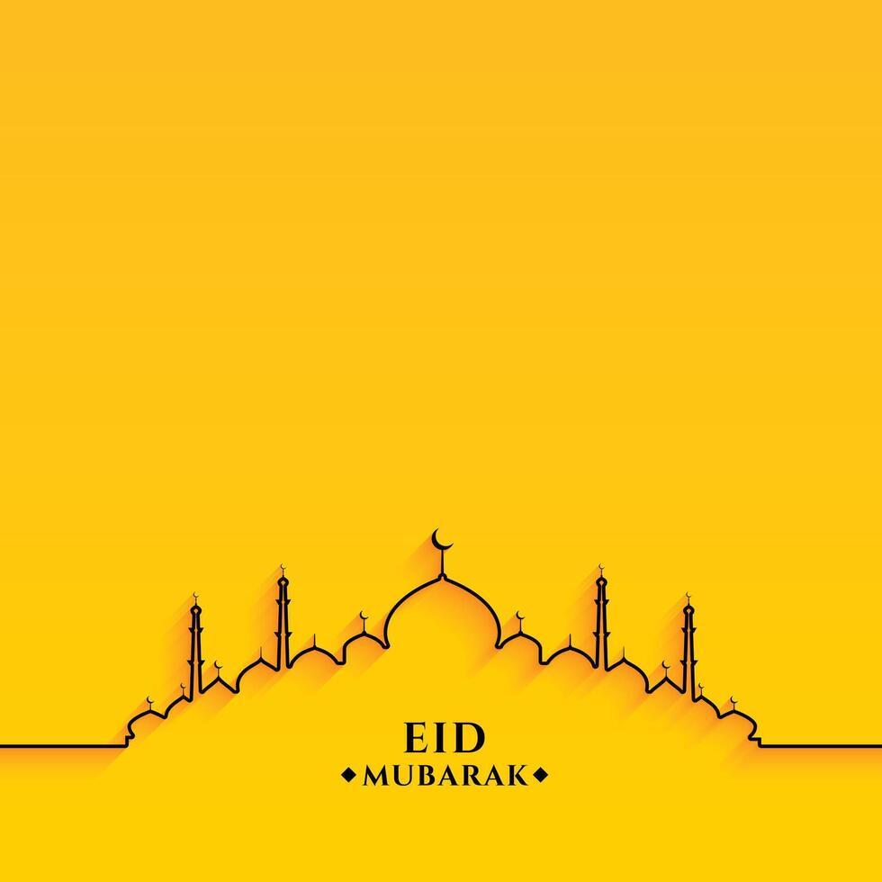 eid mubarak lijn moskee ontwerp Aan geel achtergrond vector