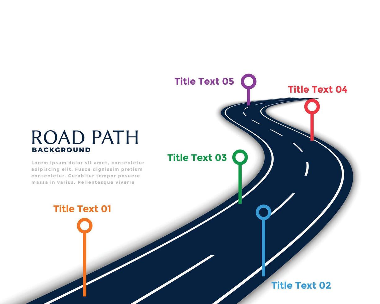 kronkelend weg infographic sjabloon met mijlpaal points vector