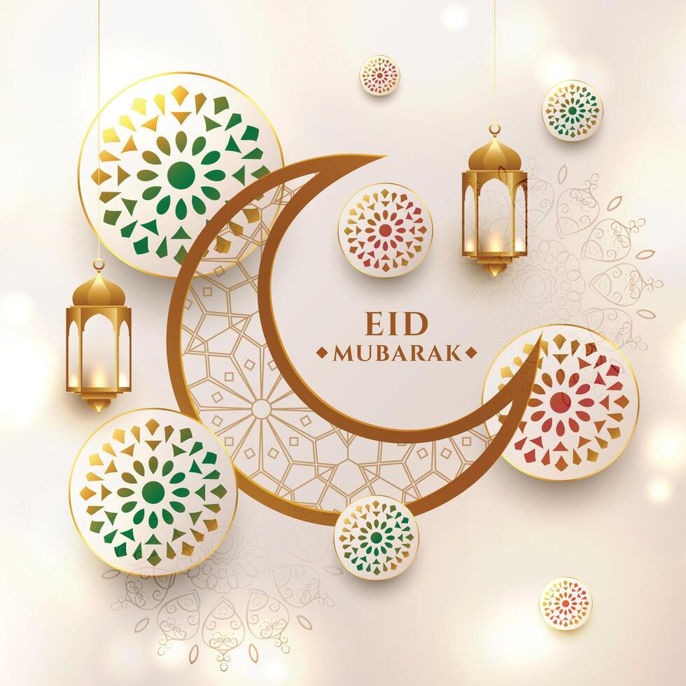 halve maan maan eid mubarak festival groet ontwerp vector