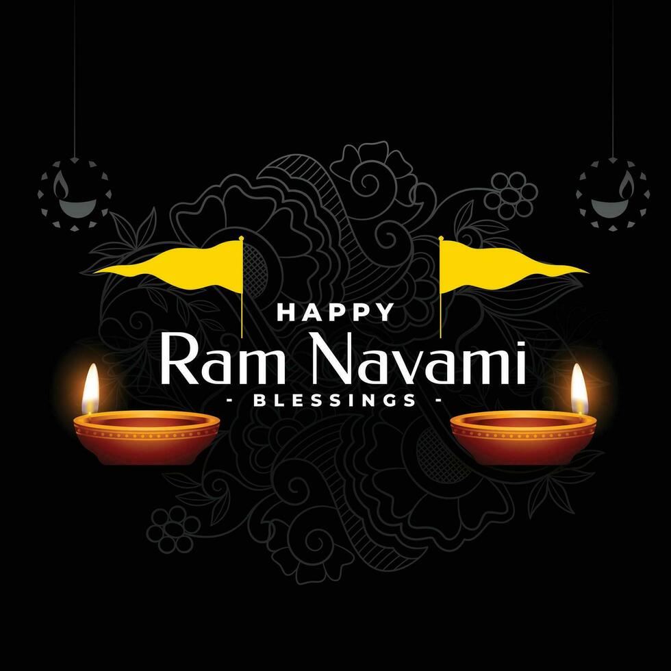 RAM navami festival kaart met diya ontwerp vector