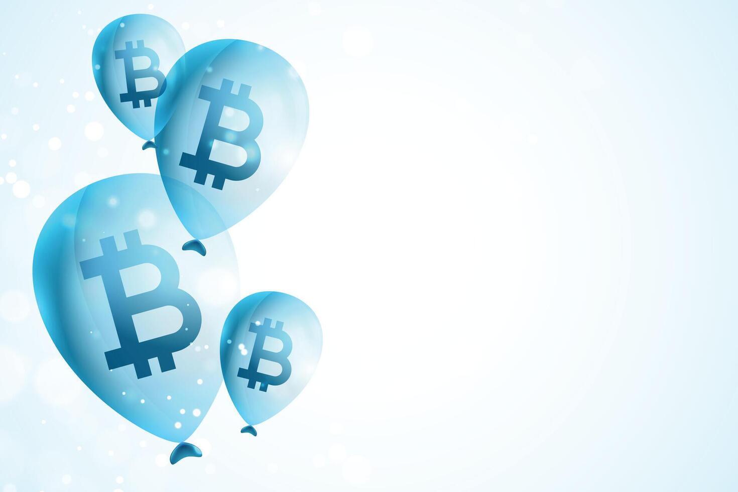 vliegend bitcoin ballonnen concept achtergrond vector