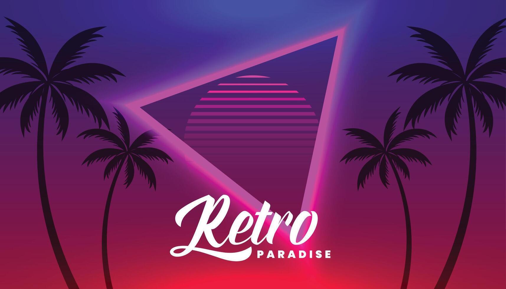 retro neon tropisch achtergrond met palm boom vector