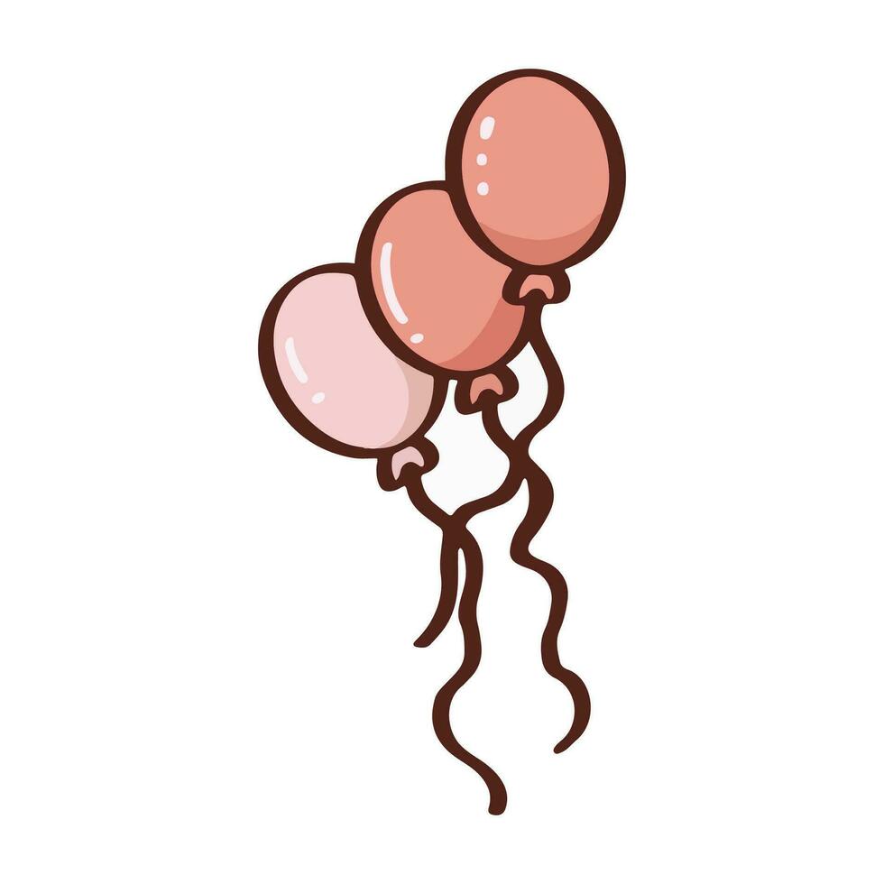 schattig gelukkig ballon roze pastel van Valentijnsdag dag en liefde verjaardag. romantisch items en liefde symbolen. vector illustratie.