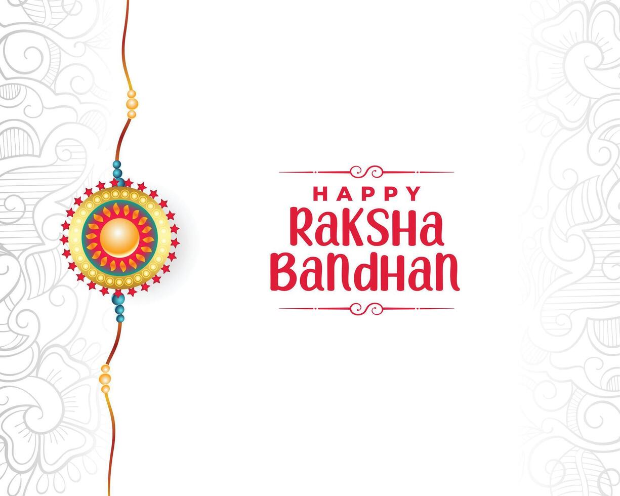 raksha bandhan wensen kaart met realistisch rakhi ontwerp vector