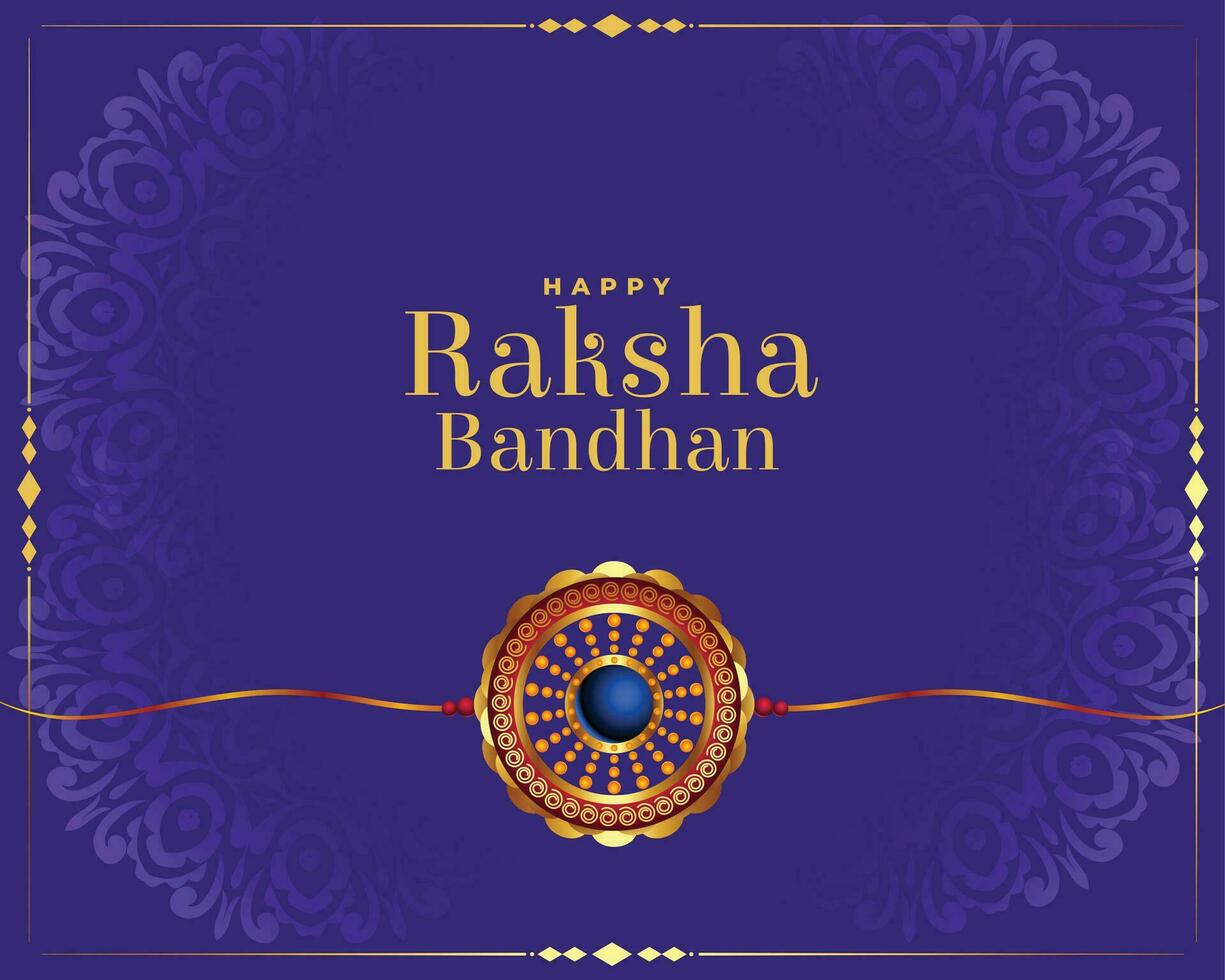 Purper raksha bandhan festival kaart met realistisch rakhi vector