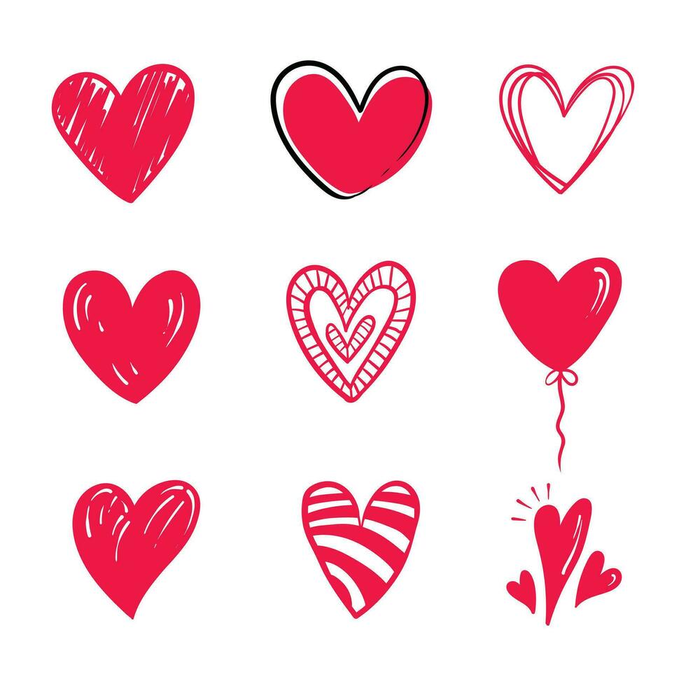 hart liefde tekening vector illustratie. liefde hand- getrokken icoon set. geschikt voor Valentijn dag element.