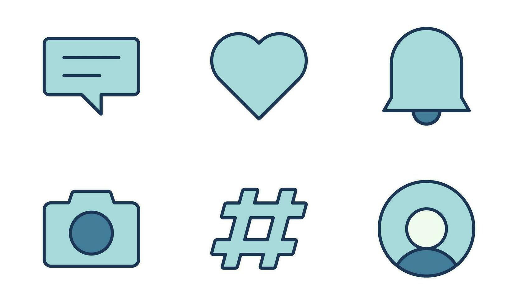 sociaal media icoon ontwerp sjabloon in gevulde schets stijl vector