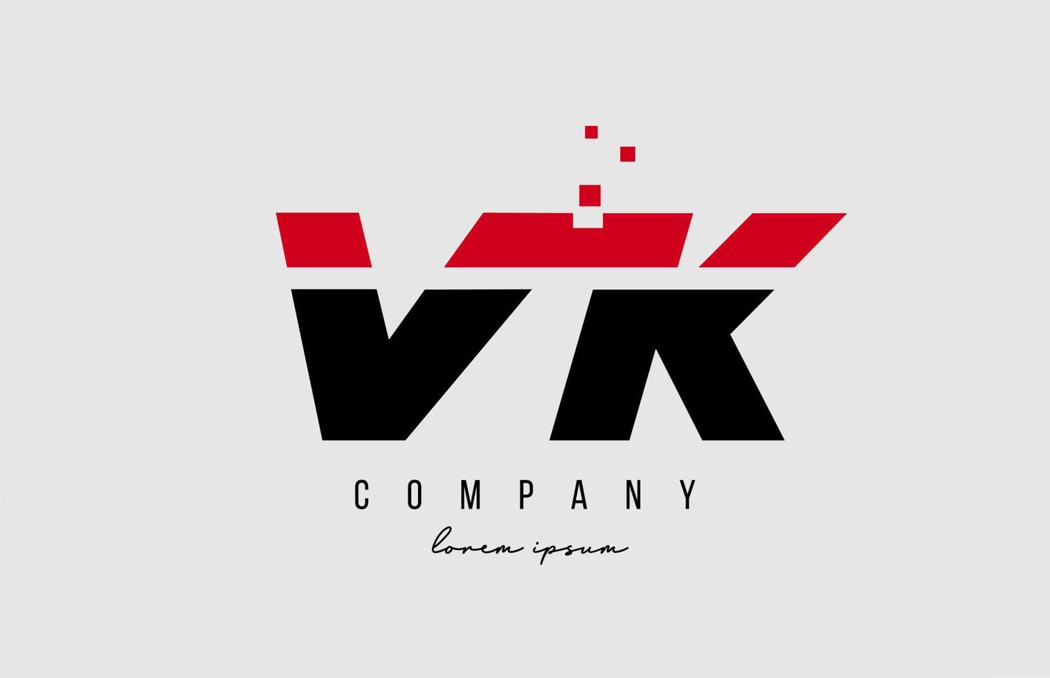 vk vk alfabet letter logo-combinatie in rode en zwarte kleur. creatief pictogramontwerp voor bedrijf en bedrijf vector