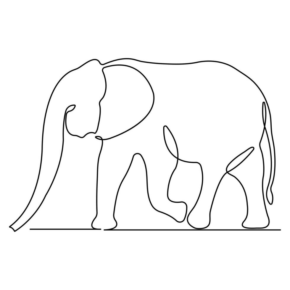 doorlopend single lijn tekening van olifant wild dier nationaal park behoud, safari dierentuin concept wereld dier dag schets vector illustratie