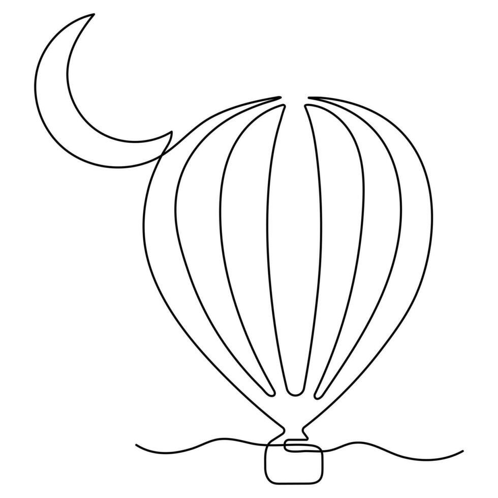 doorlopend een lijn kunst tekening heet lucht ballon lucht vervoer voor reizen hand- getrokken vector illustratie.